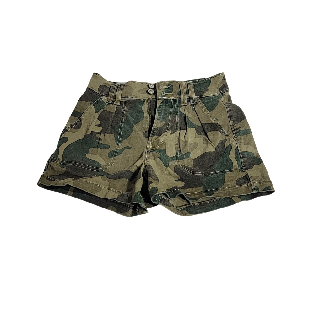 Hollister Ultra High-Rise Camo Shorts Green Camouflage Utility Size 3 26W